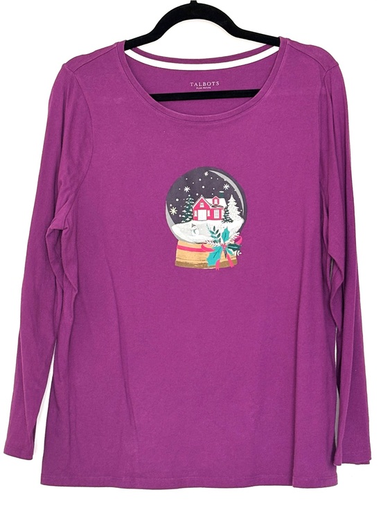 Talbots Tops - Talbots Holiday Graphic Long Sleeve Tee Purple Size 1XP